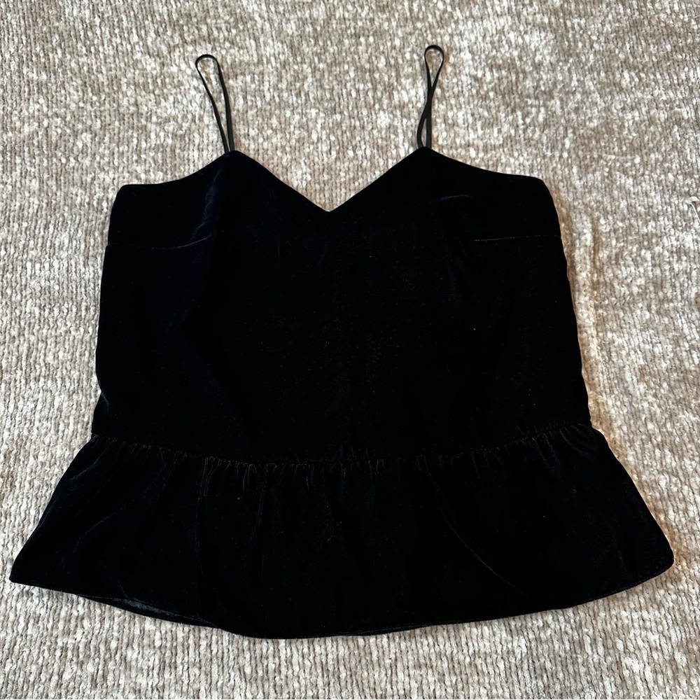 J. Crew Black Velvet Peplum Tank Top